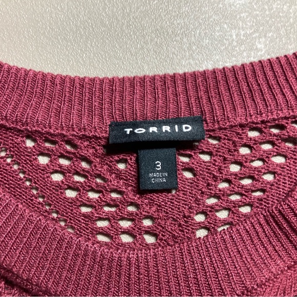 Maroon open-knit sweater - Picture 3 of 4